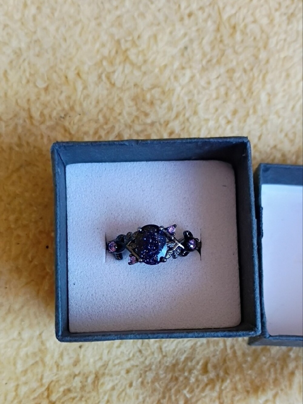 Black Crystal Statement Ring for Women